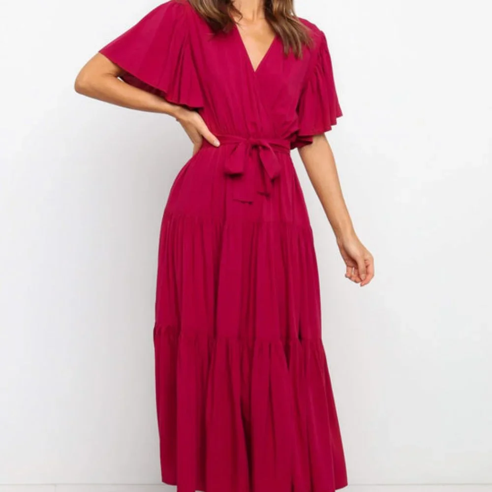 NWOT PETAL & PUP BARKER DRESS IN WINE - Picture 3 of 9